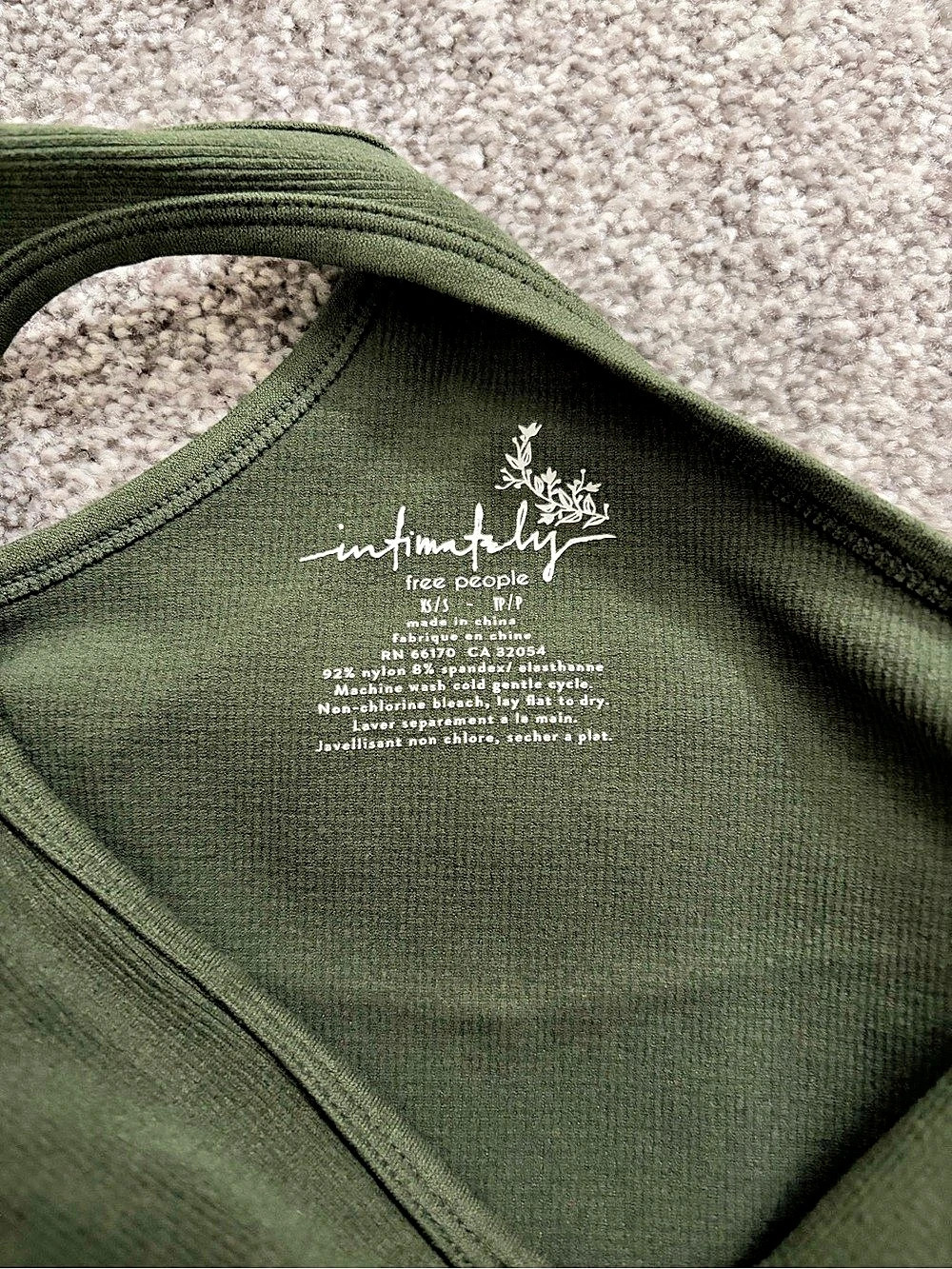 Free People Clean Lines Racerback Tank Olive Ribbed - Picture 3 of 3